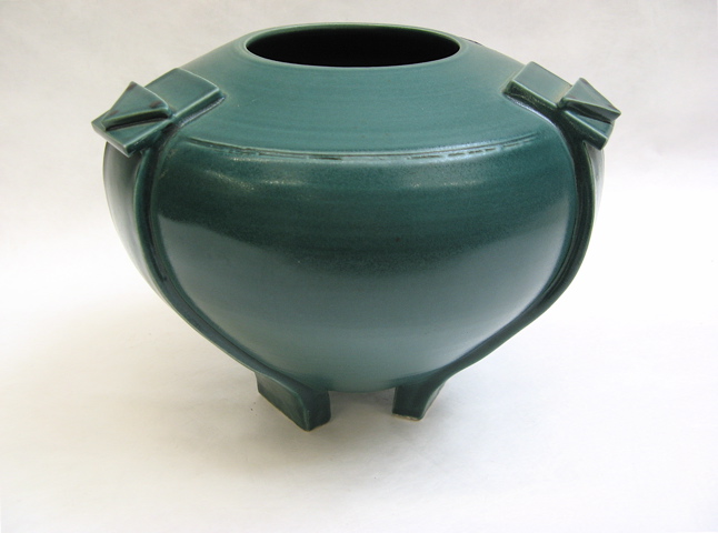 Appraisal: AMERICAN POTTERY VASE Art Deco style in a deep green