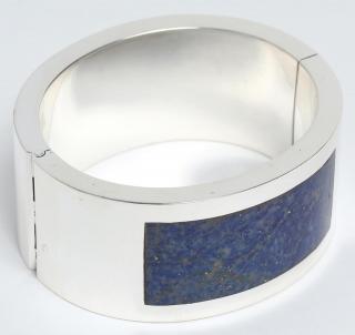 Appraisal: Soresiig Danish Sterling Silver Lapis Bracelet Scandinavian Modern a hinged