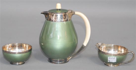 Appraisal: DAVID-ANDERSEN NORWAY STERLING SILVER ENAMEL COFFEE SET Marks and inscription