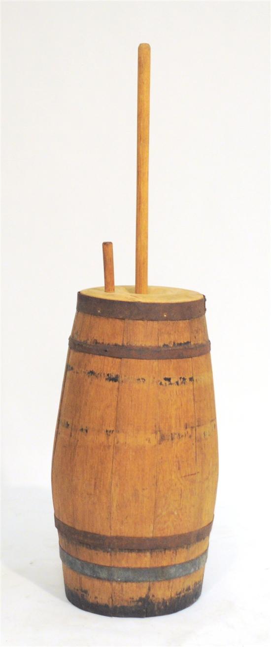 Appraisal: Barrel form butter churn '' h with dasher