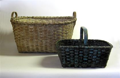 Appraisal: Two painted splint baskets late th early th century The