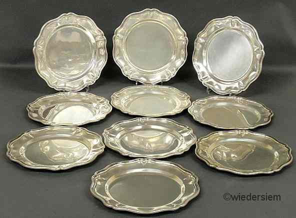 Appraisal: Set of ten Peruvian silver service or underplates marked Sterling