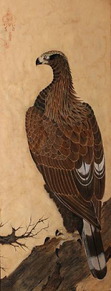 Appraisal: Japanese School Untitled Golden Eagle watercolor on paper ft in