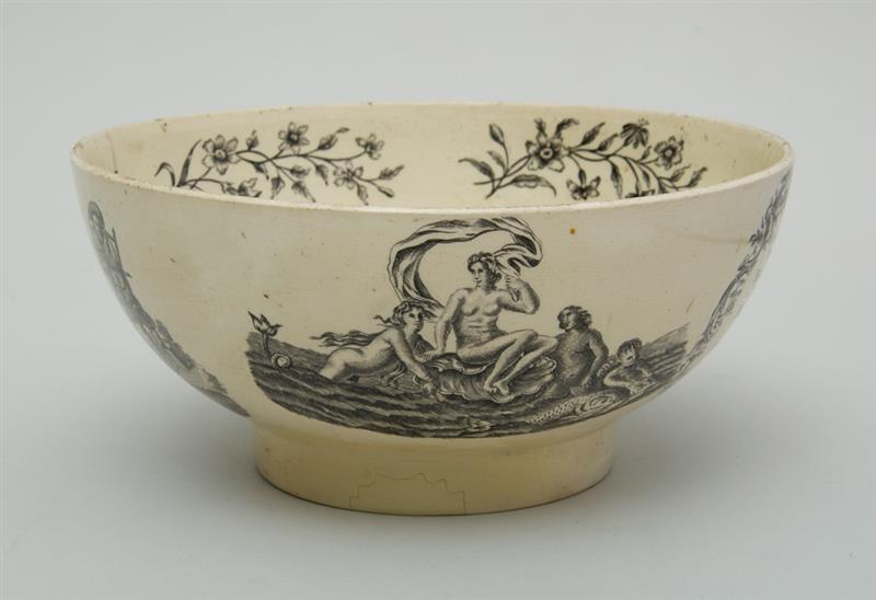 Appraisal: WEDGWOOD TRANSFER-PRINTED CREAMWARE BOWL Impressed 'Wedgwood Co ' the interior