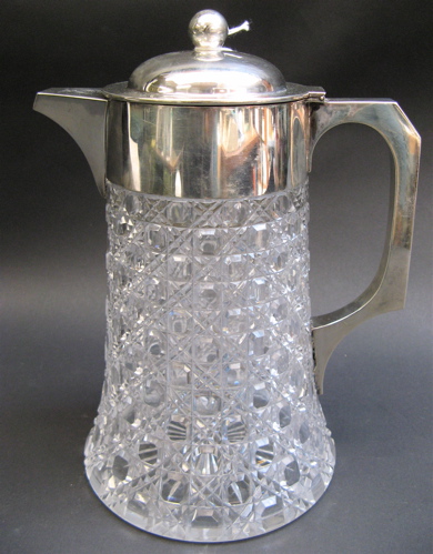 Appraisal: ENGLISH STERLING SILVER AND CUT CRYSTAL PITCHER London with original