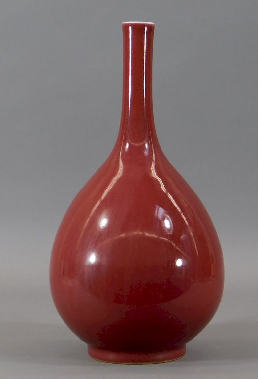 Appraisal: Chinese Kangxi Oxblood Porcelain Bottle Vase China th Century Bottle