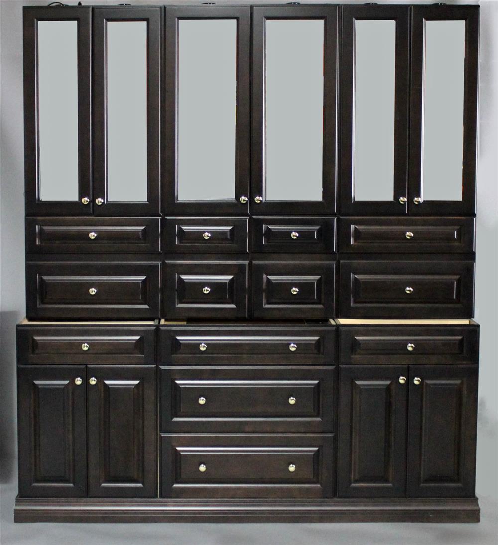 Appraisal: THOMASVILLE LARGE DARK STAINED WOOD WALL UNIT in two parts