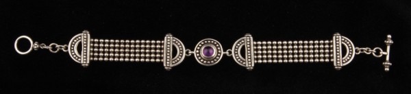 Appraisal: Silver one round cabochon amethyst toggle clasp long grams total