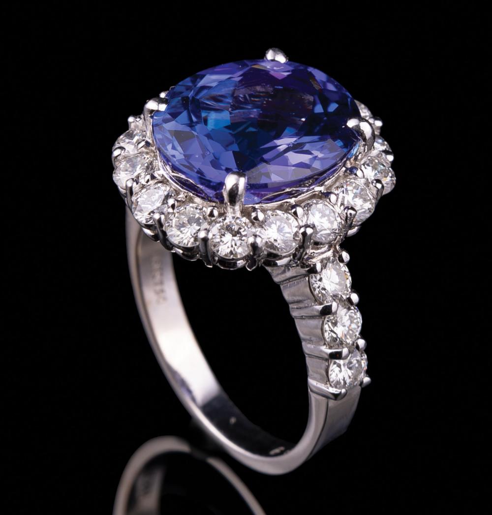 Appraisal: kt White Gold Tanzanite and Diamond Cluster Ring signed indistinctly