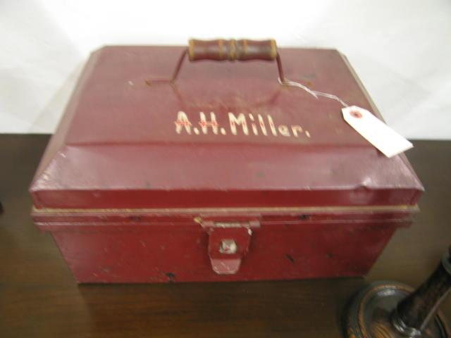 Appraisal: Tin Strongbox red finish