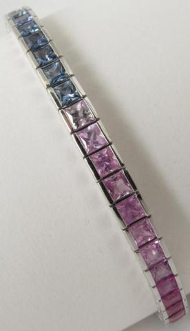 Appraisal: Lady's designer k white gold line bracelet with multi-color sapphires