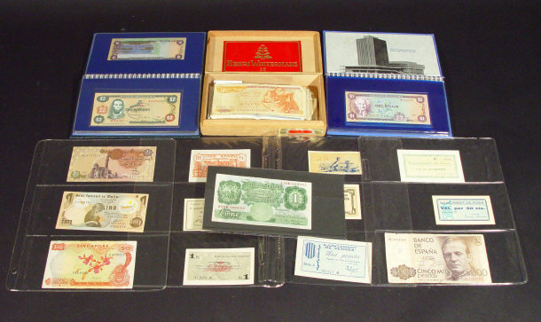 Appraisal: Collection of world banknotes including a British five pound note