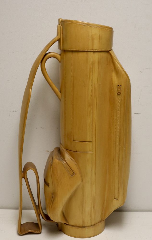 Appraisal: Possibly Italian Vintage And Finely Carved Wood Golf Bag Very