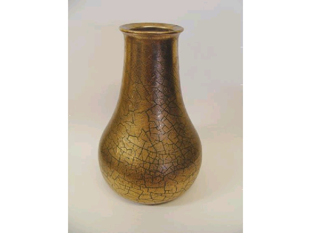 Appraisal: ELTON WARE A GOLD LUSTRE CRACKLE GLAZED NARROW NECKED VASE