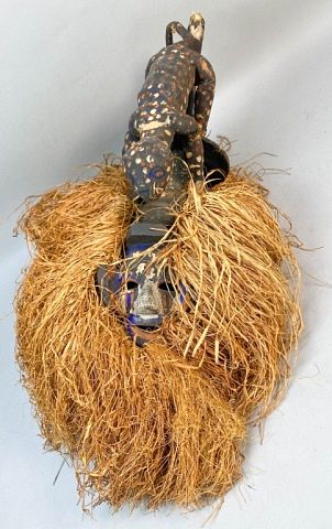 Appraisal: Dance Mask Yaka Congo Wood pigment fiber raffia A dance