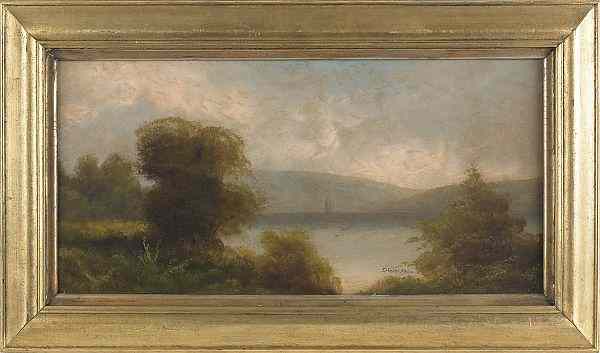 Appraisal: Oil on canvas landscape bearing the signature Edmund D Lewis