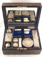 Appraisal: A fine Victorian brass trimmed coromandel gentleman's dressing case with