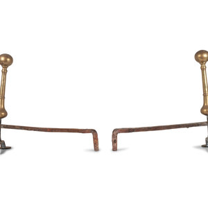 Appraisal: A Pair of Queen Anne Brass and Wrought-Iron Wafer Foot