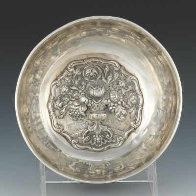 Appraisal: A Silver Presentation Bowl Heavy presentation bowl with deep relief