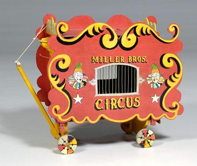 Appraisal: Toy circus wagon hand made marked on side quot Miller