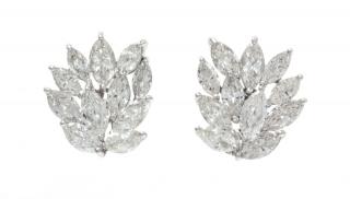 Appraisal: A Pair of Platinum and Diamond Earclips dwts A Pair