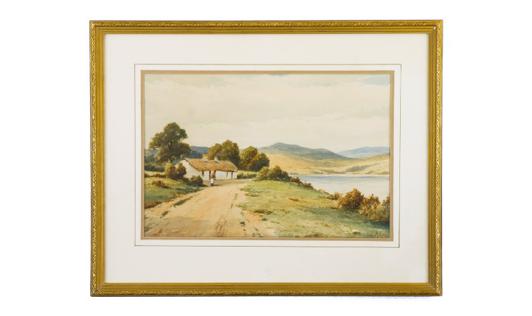 Appraisal: E M Cross Irish Landscape Watercolour Signed inches by inches