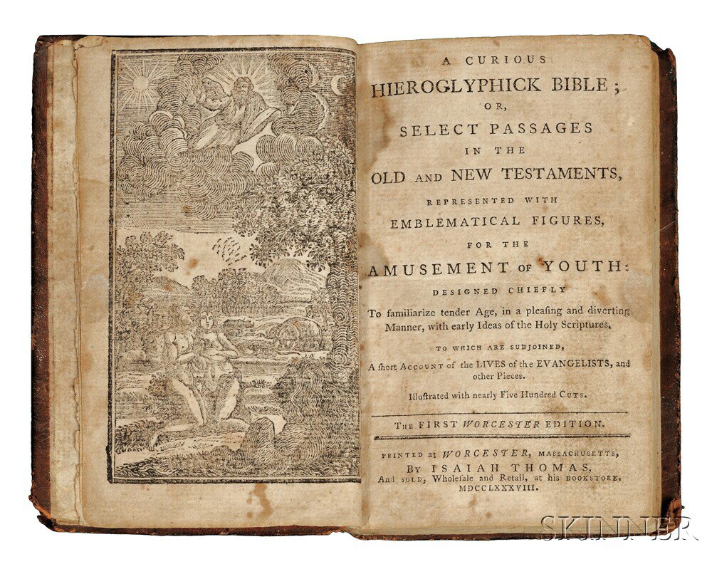 Appraisal: Bible English Selections A Curious Hieroglyphick Bible Worcester Massachusetts Isaiah