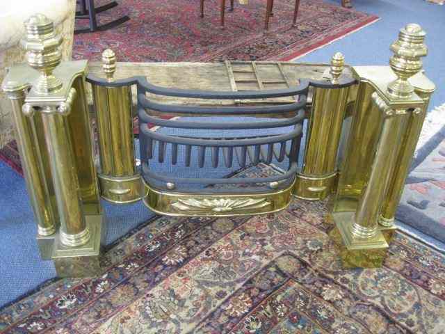 Appraisal: Brass Fireplace Insert column urn decor with grate very fine