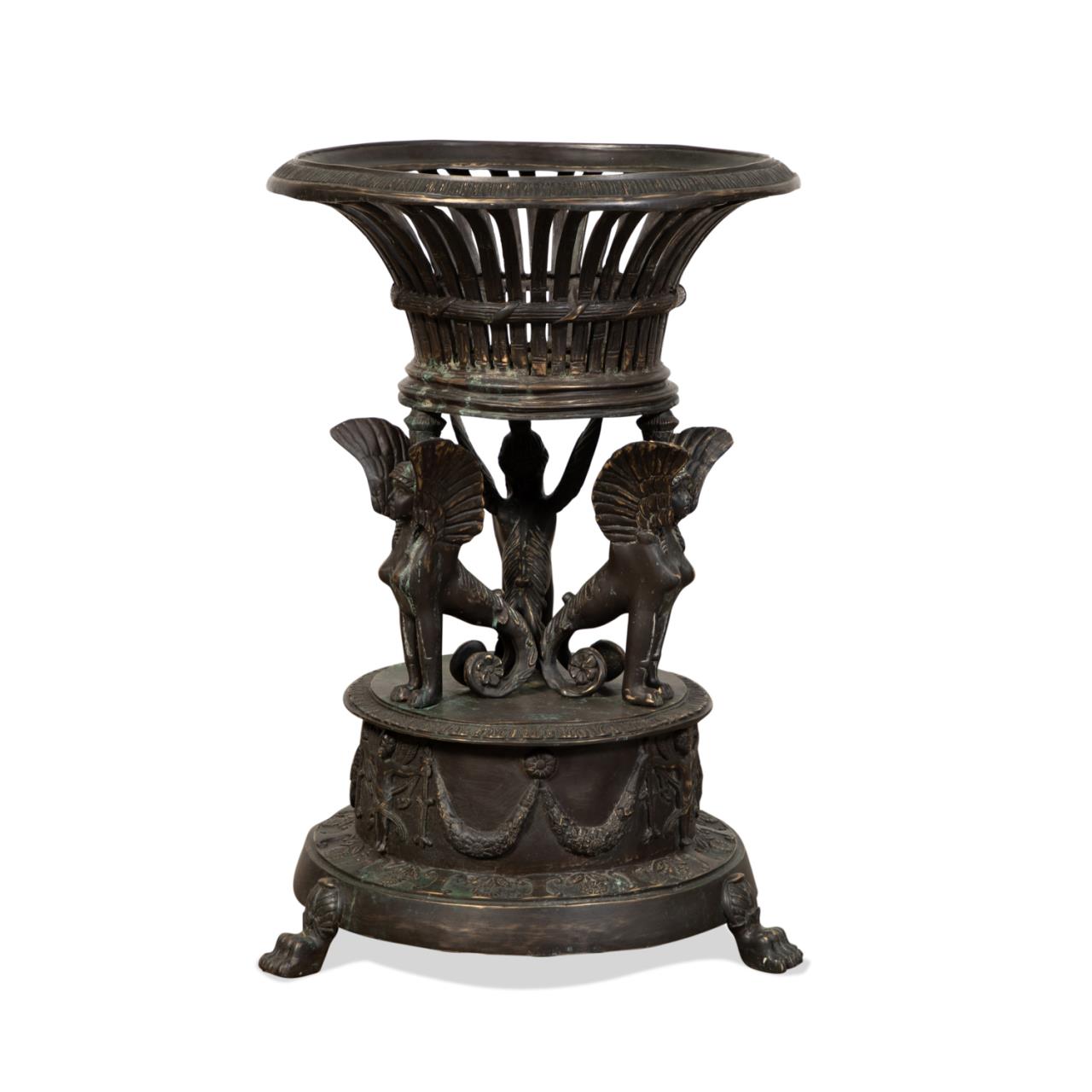 Appraisal: GRAND TOUR TYPE BRONZE CLASSICAL STYLE JARDINIERE Patinated bronze Grand