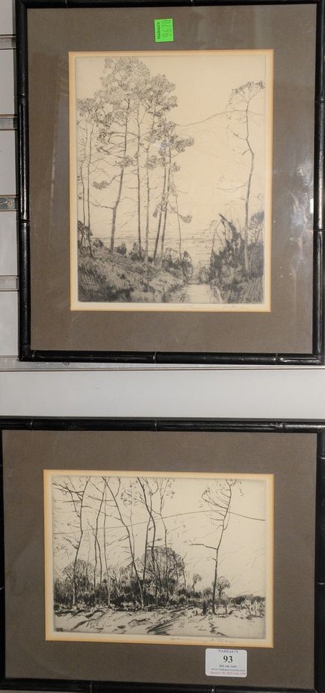 Appraisal: Two Chauncey Foster Ryder Etchings Mountainous landscapes each x x