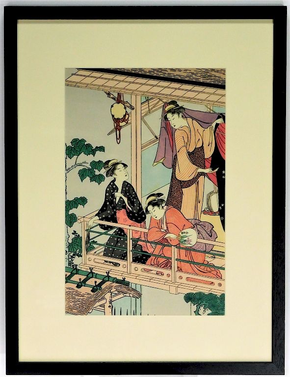 Appraisal: Torii Kiyonaga Playful Geishas Woodblock Print Torii Kiyonaga Japan -