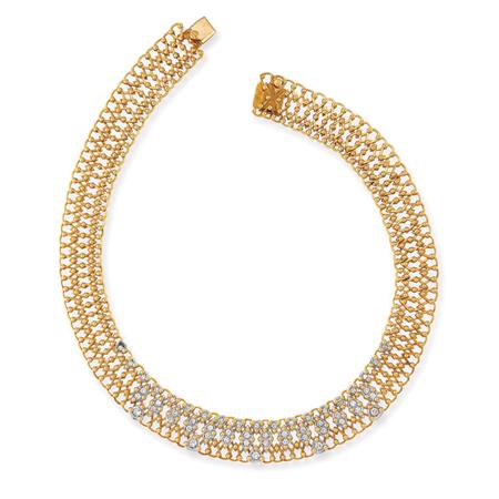 Appraisal: Gold and Diamond Necklace Caravelli Estimate -