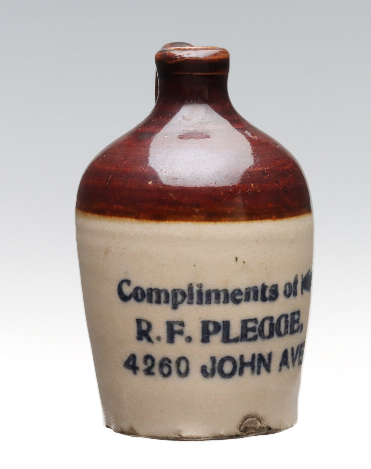 Appraisal: R F PLEGGE MINIATURE JUG JOHN AVE Image measures x