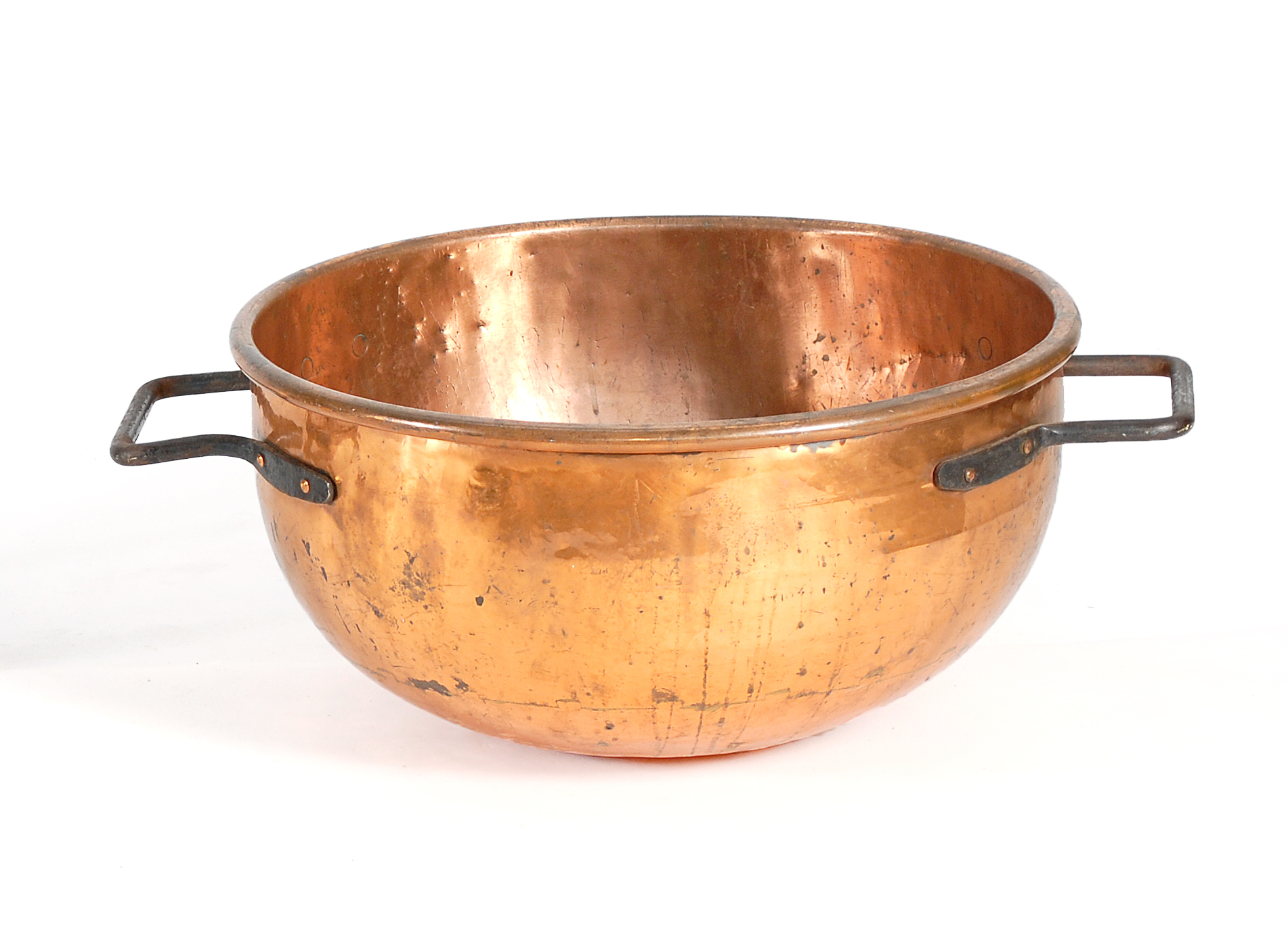 Appraisal: LARGE COPPER CANDY MAKER'S CAULDRON th CenturyWith two riveted iron