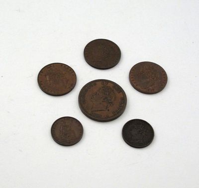 Appraisal: George IV copper coinage with second bust Penny Halfpennies Farthing