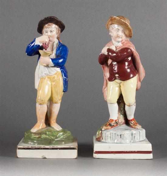 Appraisal: Two Staffordshire pearlware figures ''Winter'' and ''Summer '' probably Ralph