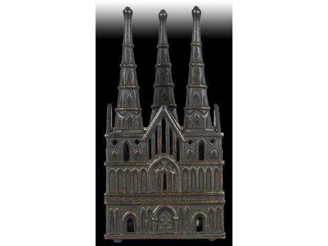 Appraisal: Cast Iron Lichfield Cathedral Still Bank Description Made by Chamberlin