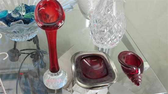 Appraisal: MURANO GLASS SHELL FORM BOWL AND AIR CONTROLLED VASE AND