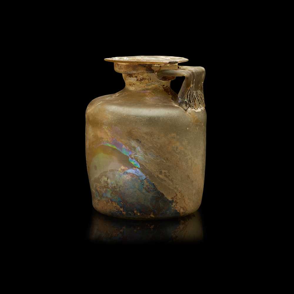 Appraisal: ROMAN GLASS ONE HANDED BOTTLE EUROPE OR NEAR EAST ND