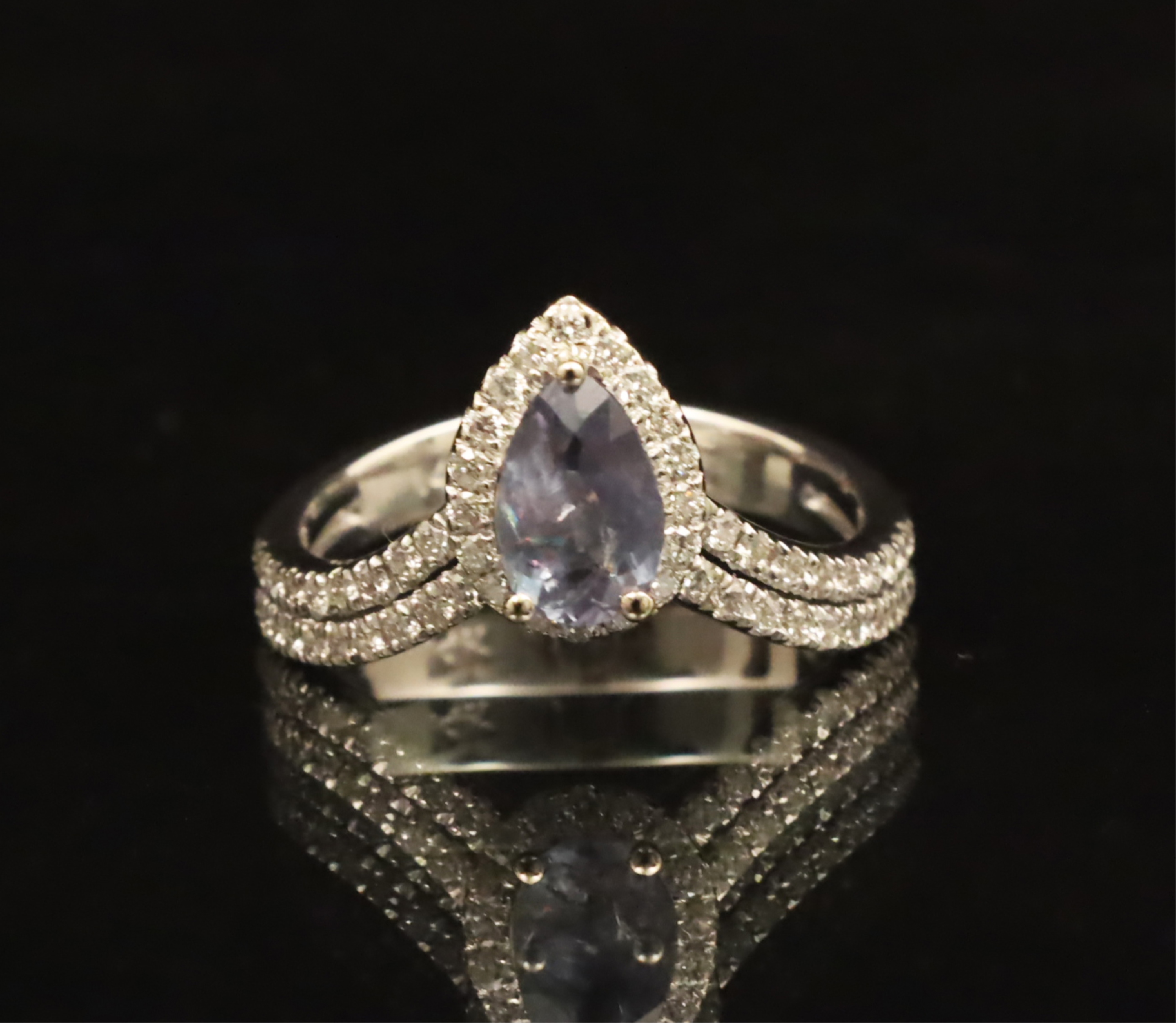 Appraisal: K GOLD ALEXANDRITE AND DIAMOND RING K white gold Alexandrite