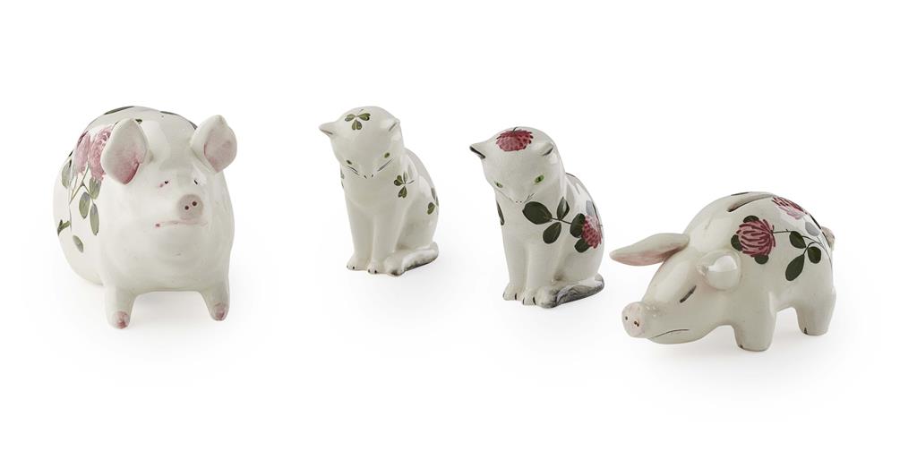 Appraisal: WEMYSS WARE A SMALL 'CLOVER' PIG FIGURE POST decorated by