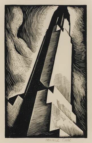 Appraisal: HOWARD COOK Skyscraper Wood engraving x mm x inches full