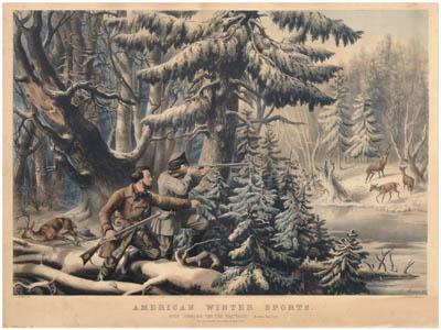 Appraisal: Nathaniel Currier Louis Maurer print quot American Winter Sports Deer