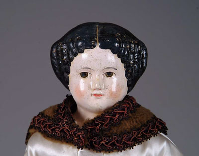 Appraisal: CENTER PART PAPIER-M CH DOLL Papier-m ch shoulder head with