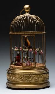 Appraisal: Large Double Bird in Cage Automaton Birds articulate but do