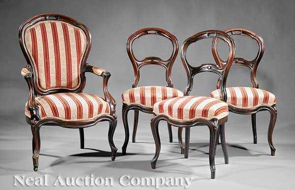 Appraisal: An American Rococo Carved Rosewood Parlor Suite mid- th c