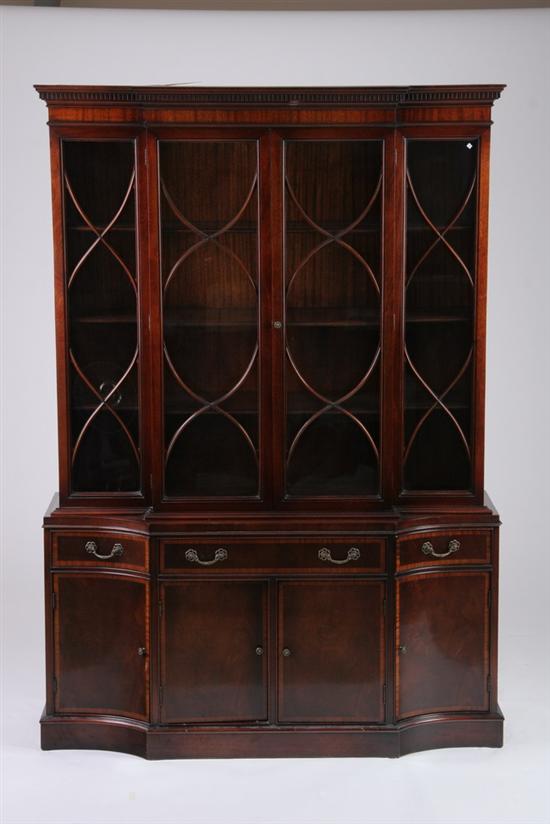 Appraisal: AMERICAN FEDERAL STYLE BREAKFRONT BOOKCASE th century mahogany Francher Furniture