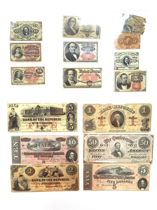 Appraisal: CURRENCY pieces U S fractional currency notes circa 's condition