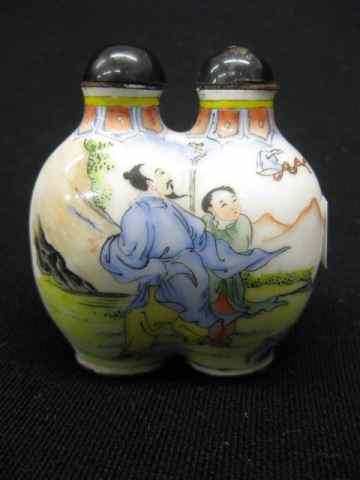 Appraisal: Chinese Snuff Bottle double enameled scenes with scholars and attendant