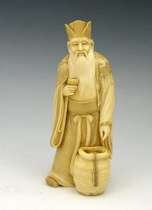 Appraisal: CARVED IVORY FIGURE OF A WISE MAN Carved from single